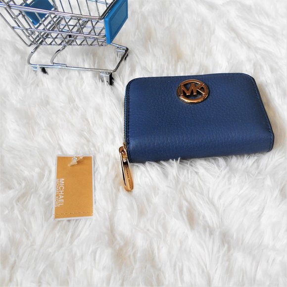 Michael Kors Fulton Zip Around Coin Case Denim - Picture 6 of 14